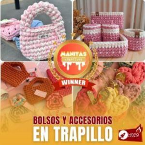 bolsos y accesorios de trapillo en crochet