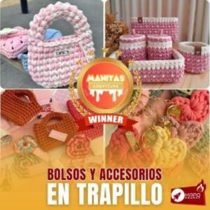 bolsos y accesorios de trapillo en crochet